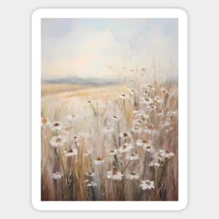 wildflower field landscape oil painting Sticker